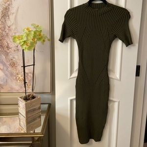 Hera Collection Green Ribbed T-Shirt Dress
